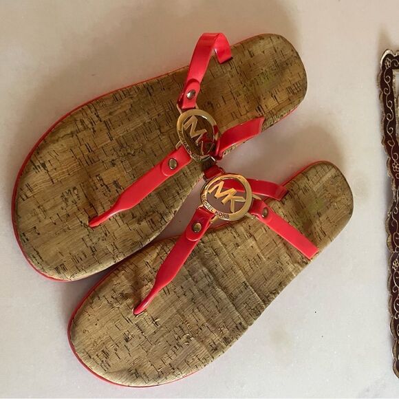 Michael Kors MK Logo Charm Jelly T Strap Sandals - Picture 2 of 7